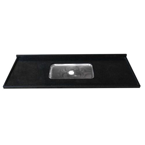 Pia para Cozinha Granito 200x56x14cm Preto com Cuba Central