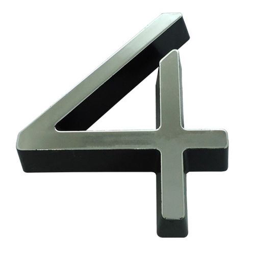 Número 4 Plástico Preto Cromado 4cm