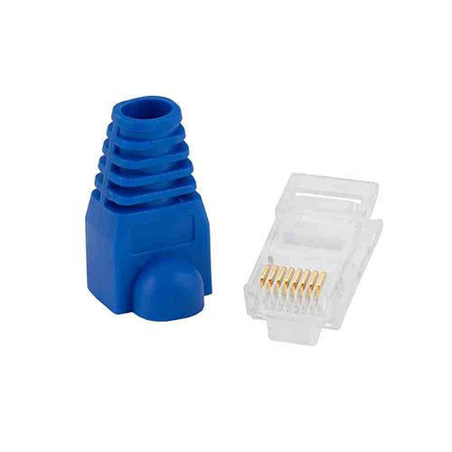 Kit Conector RJ45 Cat5E 50U com Capa Azul com 20 Peças