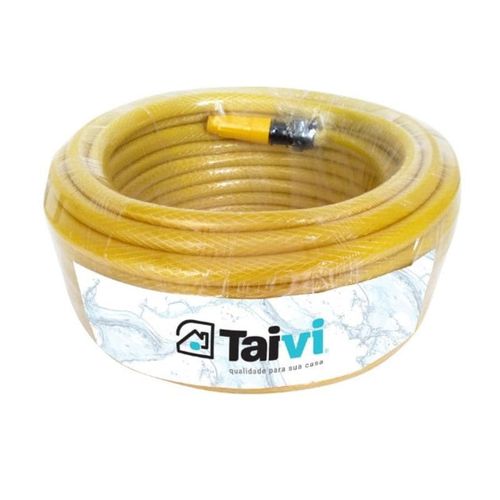 Kit Mangueira Reforçada, Esguicho,Conector Amarelo 20m 1/2" Taivi