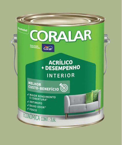 Tinta Econômica Acrílica Fosco + Desempenho Verde Kiwi 3,6L Coralar