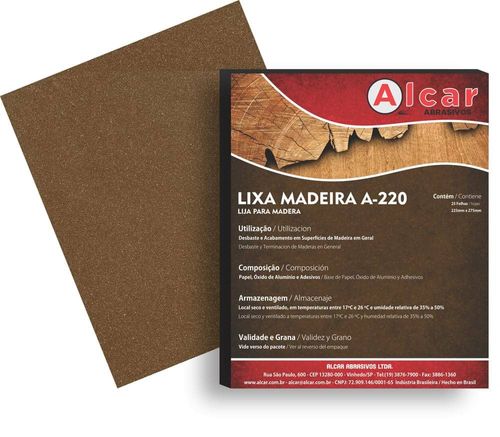 Folha de Lixa para Madeira 225x275mm Grão 120 A-220 Alcar