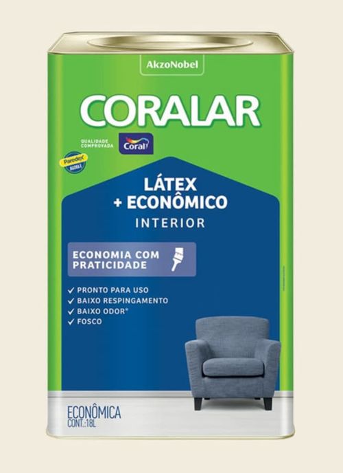 Tinta Econômica Látex Fosco + Econômico Branco 18L Coralar