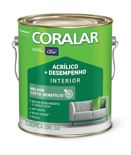 Tinta Econômica Acrílica Fosco + Desempenho Dia Nublado 3,6L Coralar