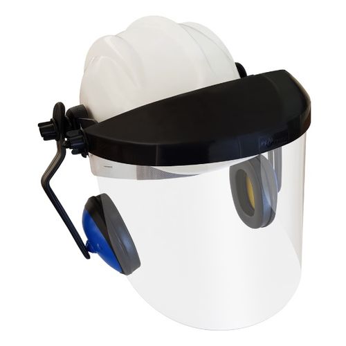 Capacete c/Abafador e Protetor Facial Incolor Plastcor