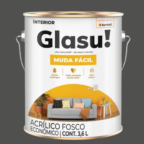 Tinta Econômica Acrílica Fosco Glasu Terno Cinza 3,6L Suvinil