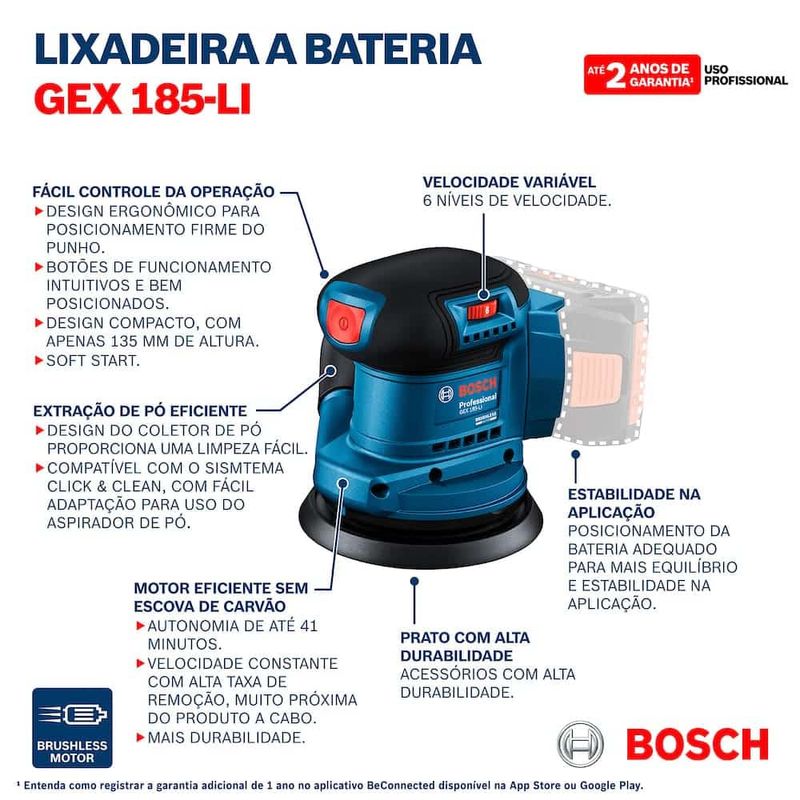 Lixadeira-Roto-Orbital-5---127mm--18V-sem-Bateria-GEX185-Li-Bosch