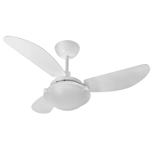 Ventilador de Teto Âmbar Branco 1 Lâmpada Controle Parede 220V