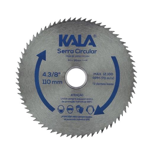 Disco de Serra Circular 4.3/8" 110x20mm com 72 Dentes Kala