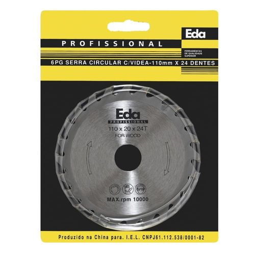 Disco de Serra Circular 4.3/8" 110x20mm 24 Dentes EDA