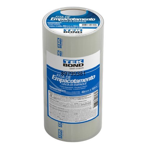 Fita de Empacotamento Transparente 48mmx45m com 4 Rolos Tekbond