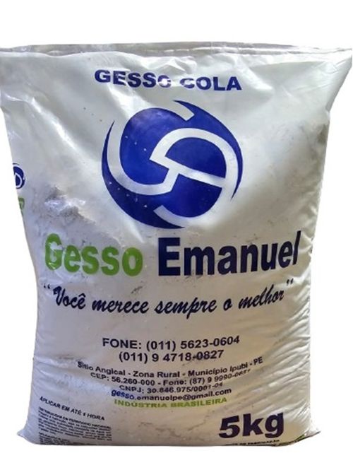 Gesso Cola para Forro e Fixação Branco 5kg Gesso Emanuel