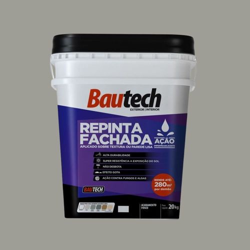 Tinta Acrílica Repinta Fachada Platina 20Kg Bautech