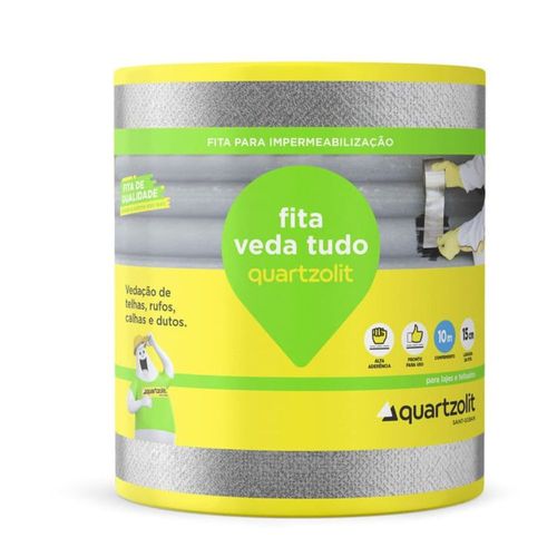 Fita Asfástica Alumínio Vedatudo Cinza 15cm 10m Quartzolit