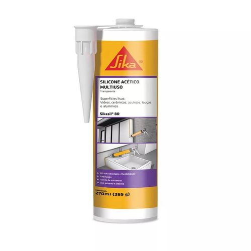 Selante Silicone Sikasil 106 de Cura Acética Branco 270g Sika