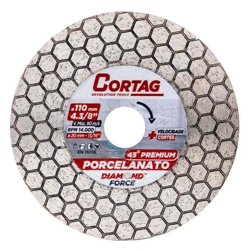 Disco Diamantado p/Chanfro 45º 4.3/8" 110x20mm p/Porcelanato Cortag