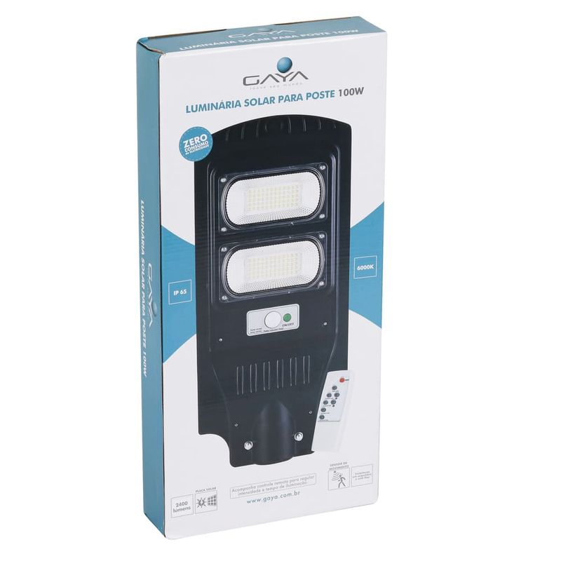 Luminaria-de-LED-Solar-para-Poste-100W-2400-Lumens-Luz-Branca