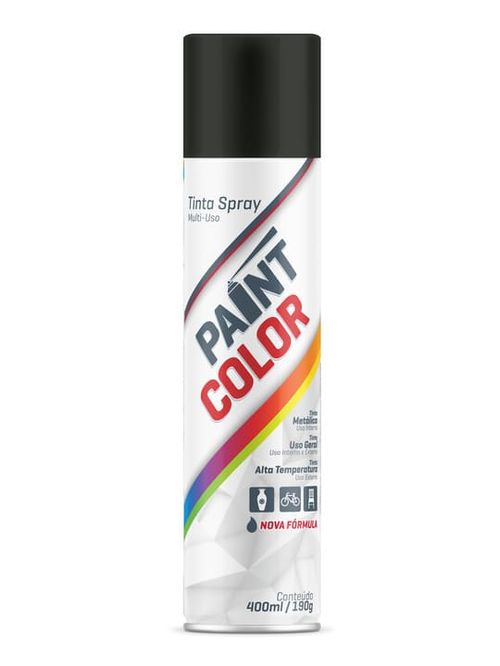 Tinta Spray Alta Temperatura Preto Fosco 400ml Paintcolor