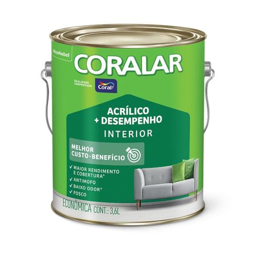 Tinta Econômica Acrílica Fosco + Desempenho Pedra Preciosa 3,6L Corala