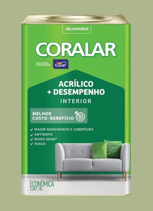 Tinta Econômica Acrílica Fosco + Desempenho Verde Kiwi 18L Coralar