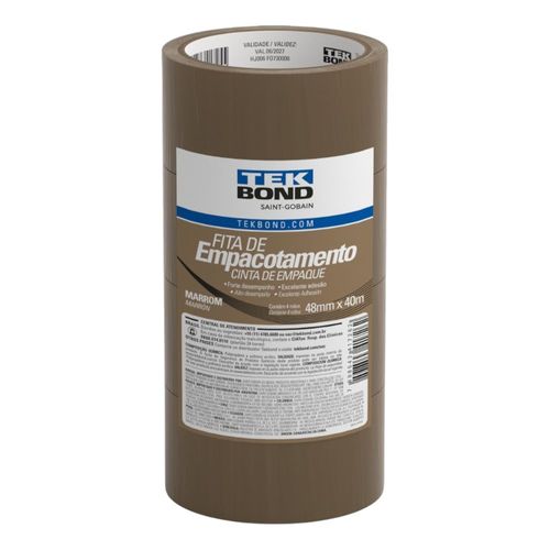 Fita de Empacotamento Marrom 48mmx45m com 4 Rolos Tekbond