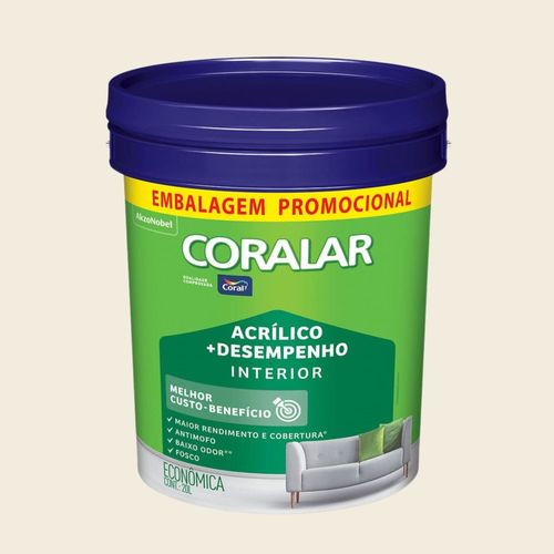 Tinta Econômica Acrílica Fosco + Desempenho Branco 20L Coralar