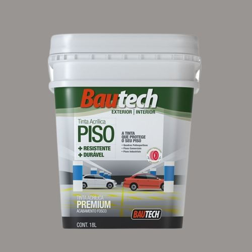 Tinta Premium Acrílica Fosco Piso Cinza 18L Bautech