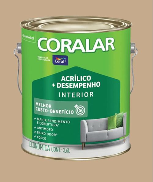 Tinta Econômica Acrílica Fosco + Desempenho Camurça 3,6L Coralar