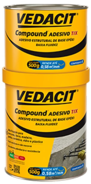 Adesivo Estrutural Epóxi Compound Tix Cinza 1Kg Vedacit