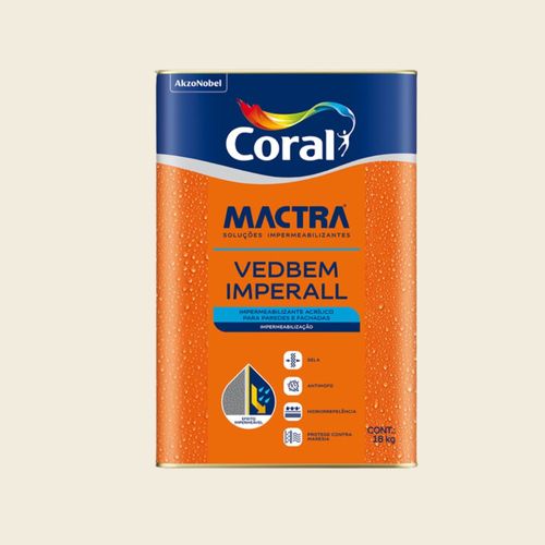 Tinta Acrílica Impermeabilizante Imperall 10 em 1  Branco 18Kg Mactra