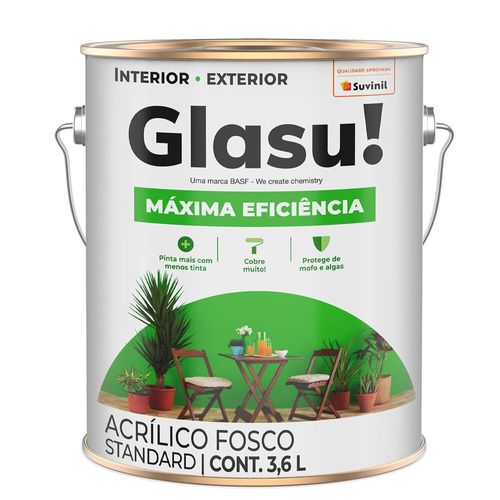 Tinta Standard Acrílica Fosco Glasu Branco 3,6L Suvinil