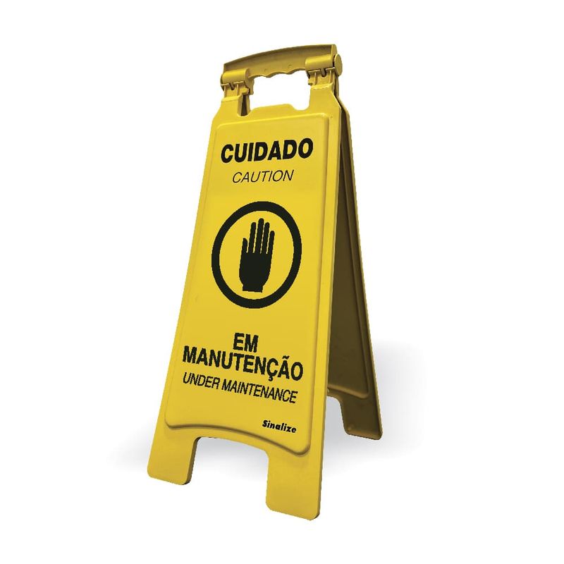 Cavalete-de-Sinalizacao-Cuidado-em-Manutencao-27x65cm-Plastico-Amarelo