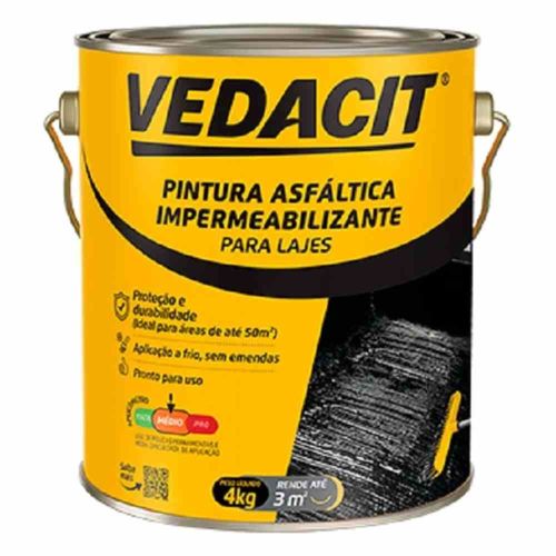 Pintura Asfáltica Impermeabilizante para Lajes 4Kg Vedacit