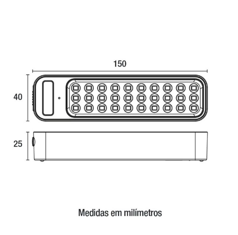 Luminaria-de-Emergencia-LED-Barra-Branca-1W-Luz-Branca-100-lumens