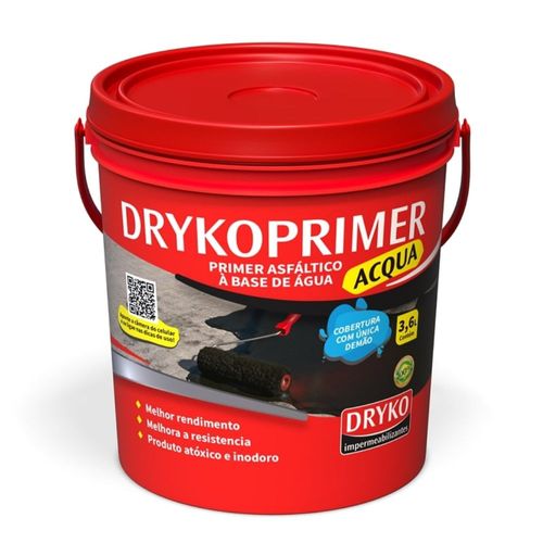 Primer Asfáltico para Mantas Base Água Drykoprimer 3,6L Dryko