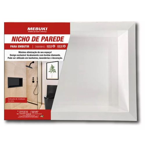 Nicho de Embutir Plástico 10400712 Branco 30x60cm