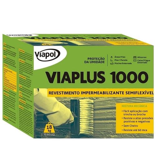 Argamassa Impermeabilizante Semi Flexível Viaplus 1000 18Kg Viapol