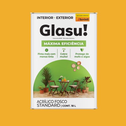 Tinta Standard Acrílica Fosco Glasu Amarelo Ouro 18L Suvinil