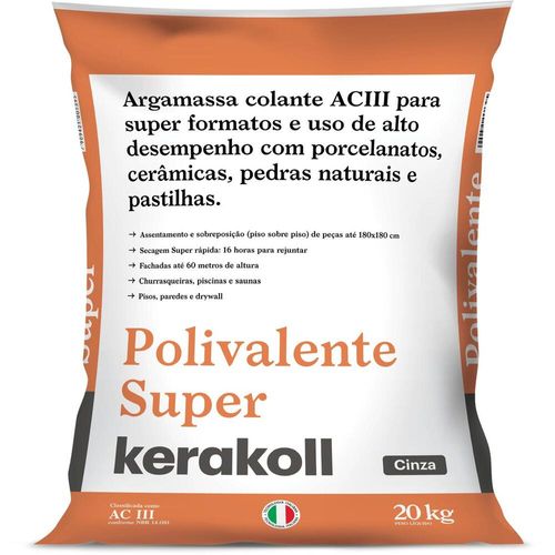 Argamassa Interna/Externa ACIII Polivalente Super Cinza 20kg Kerakoll