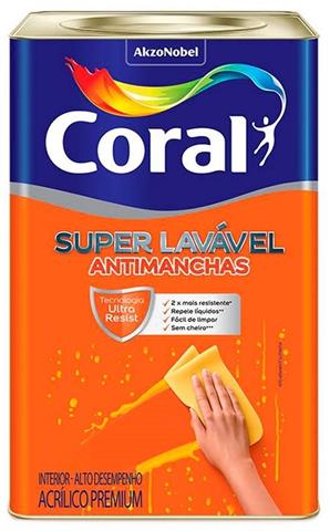 Tinta Premium Acrílica Fosco Super Lavável Branco 18L Coral