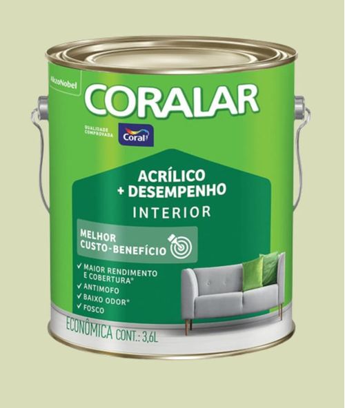 Tinta Econômica Acrílica Fosco + Desempenho Verde Vale 3,6L Coralar