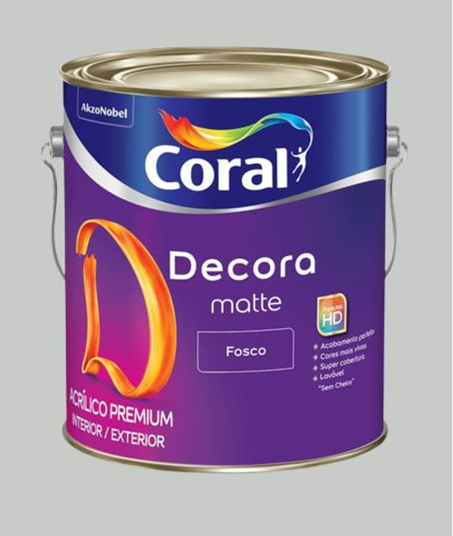 Tinta Premium Acrílica Fosco Decora Algodão Cinzento 3,6L Coral