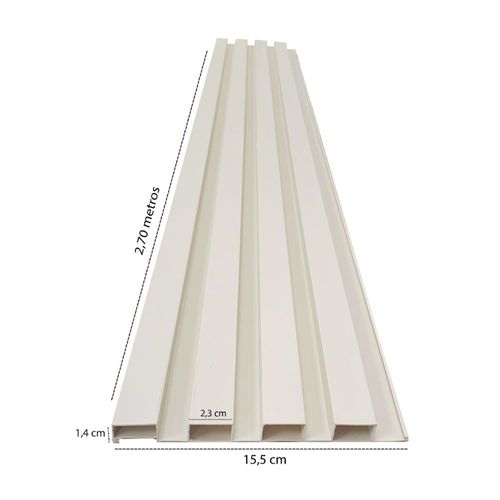 Painel Ripado PVC Branco Pacote com 6 Peças 15cmx2,70m