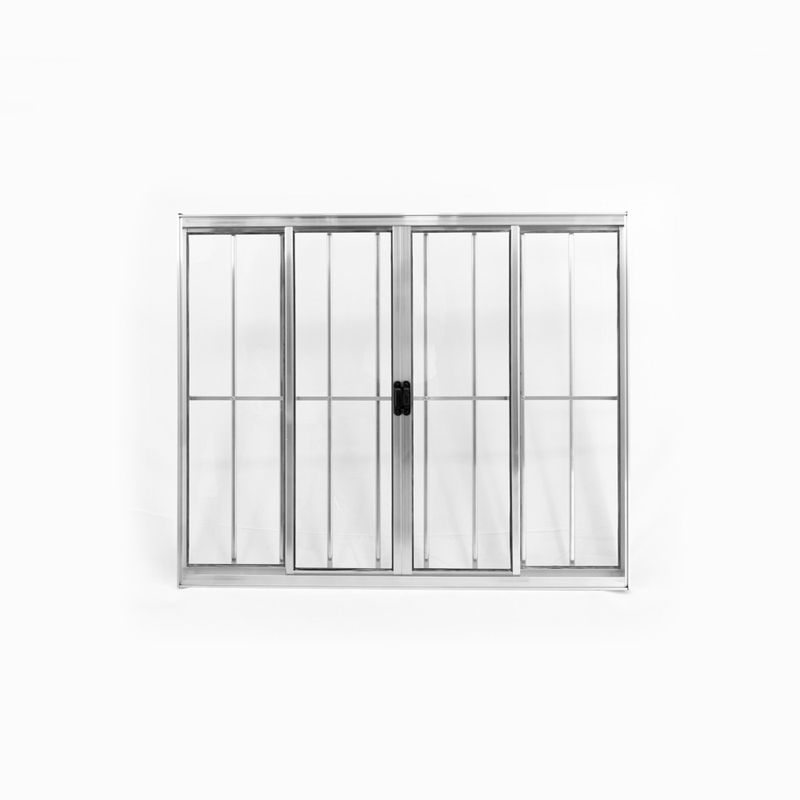Janela-de-Correr-4-Folhas-com-Grade-Aluminio-Brilhante-100x200cm