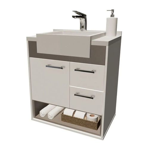 Gabinete para Banheiro Delta Branco/Gianduia 56,6cm