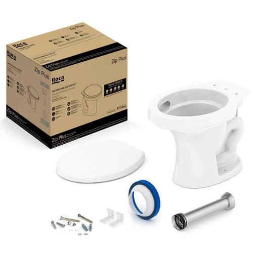 Kit Vaso Sanitário Convencional Saída Vertical Zip Plus Branco Roca