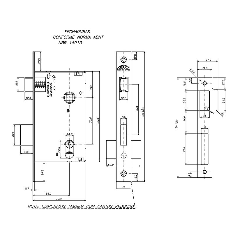 Fechadura-Externa-Roseta-Quadrada-Flat-55mm-Preto