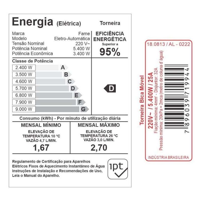 Torneira-Eletrica-Bica-Alta-de-Parede-Branca-Fame-220V-5400W-Fame