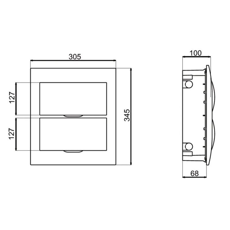 Quadro-PVC-Disjuntor-Embutir-sem-Barramento-para-24-Disjuntores-Branco