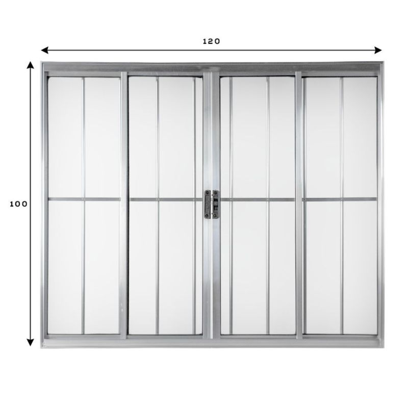 Janela-de-Correr-4-Folhas-com-Grade-Aluminio-Brilhante-100x120cm